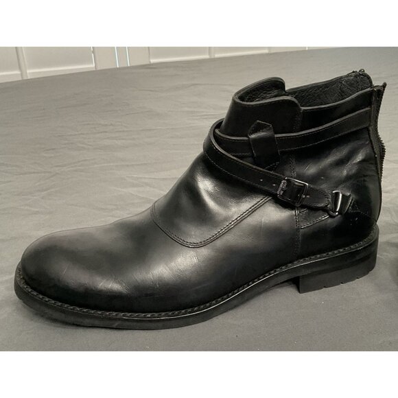 FRYE Rugged STONE CROSS STRAP Short Oil Resistant BLACK LEATHER BOOT 8.5 D - Picture 5 of 16